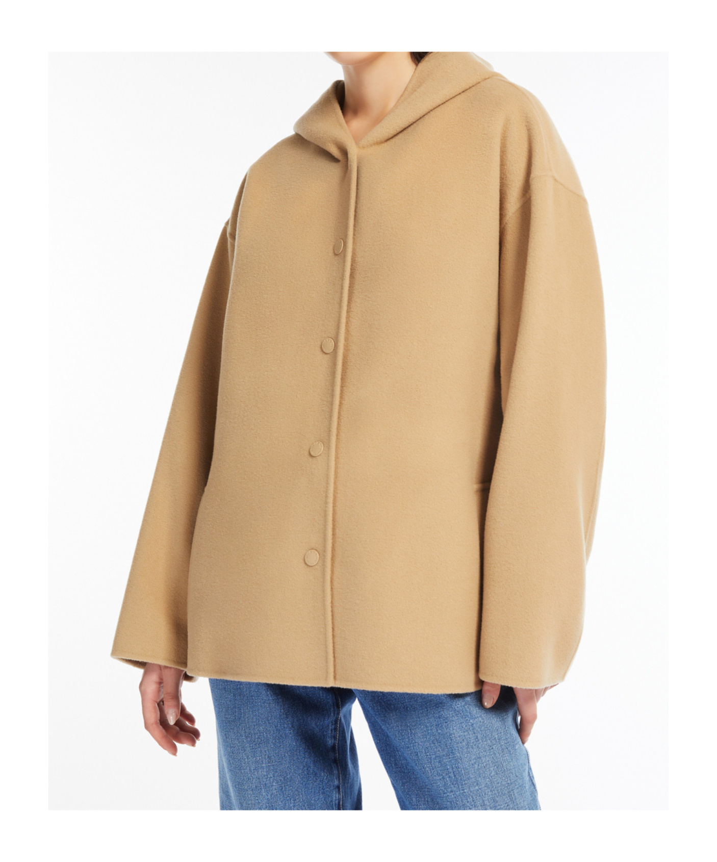 Weekend Max Mara Long-sleeved Hooded Coat In Nude