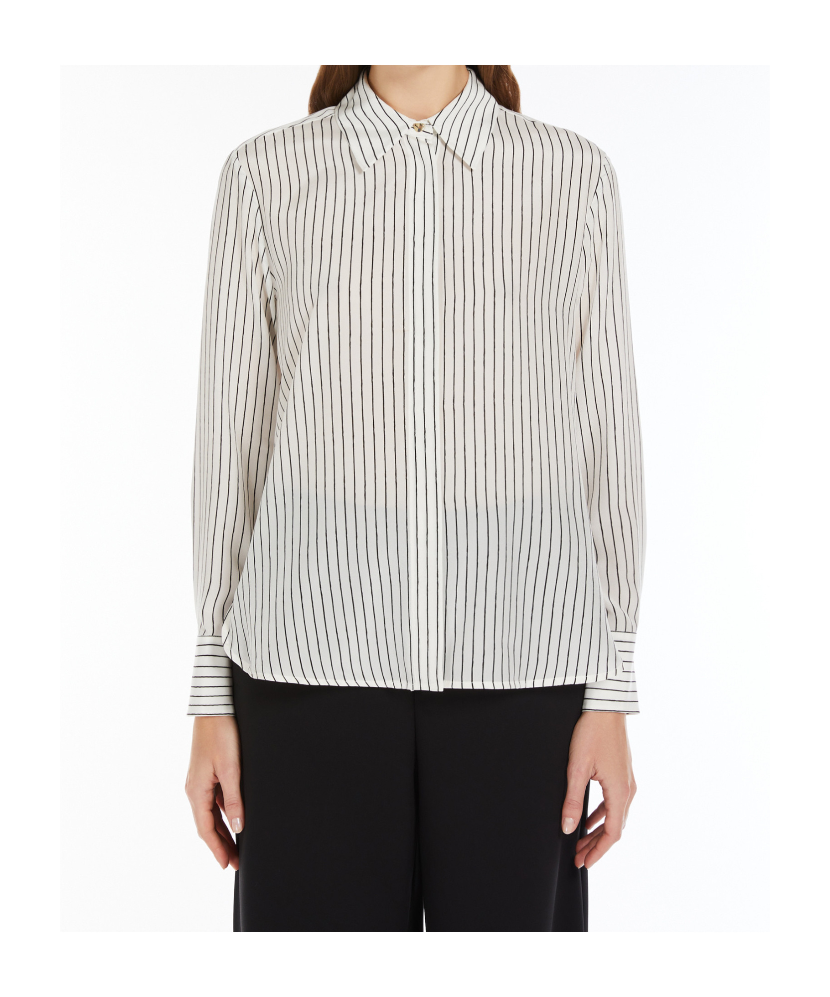 Max Mara Printed Crepe De Chine Shirt In White