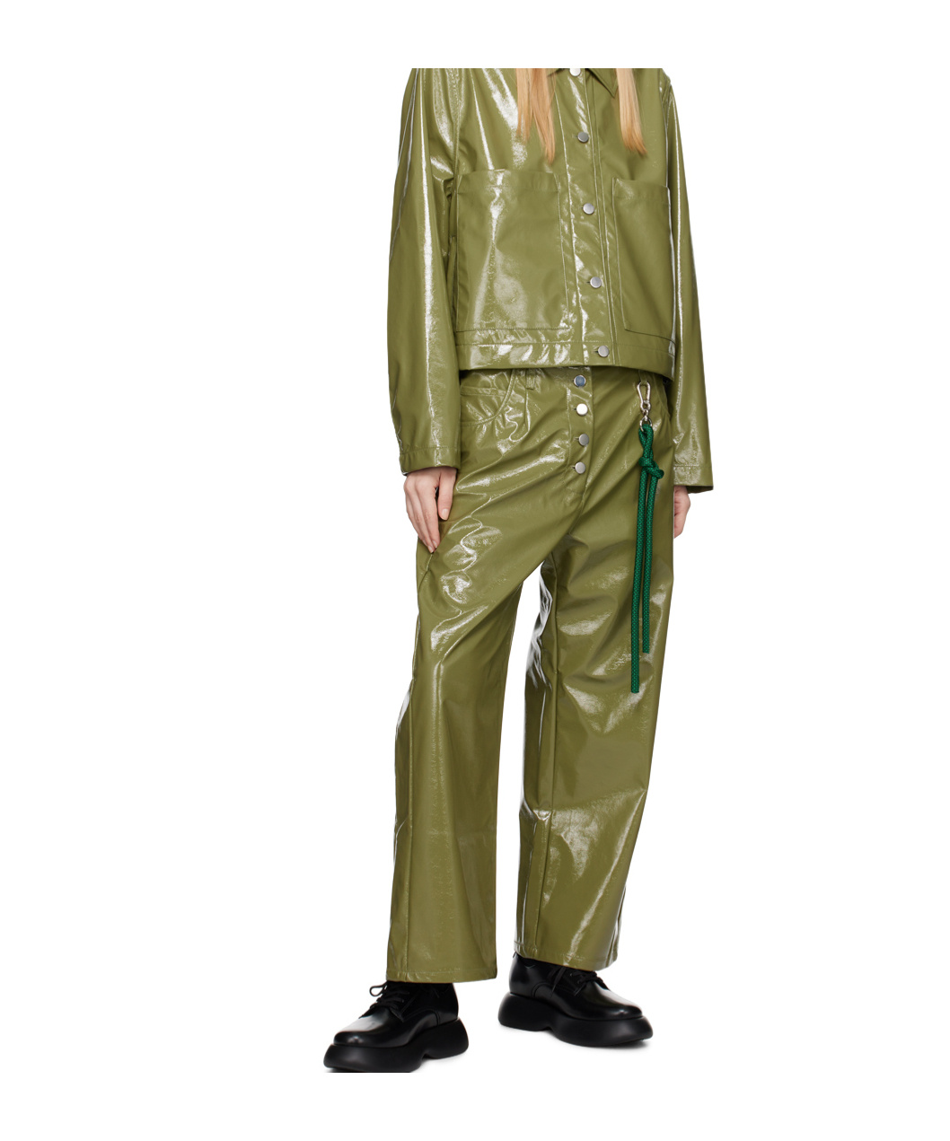 Song For The Mute Green Straight-fit Faux-leather Trousers