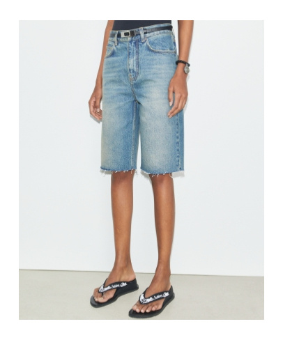 Tory Burch Distressed Denim Shorts In Blue