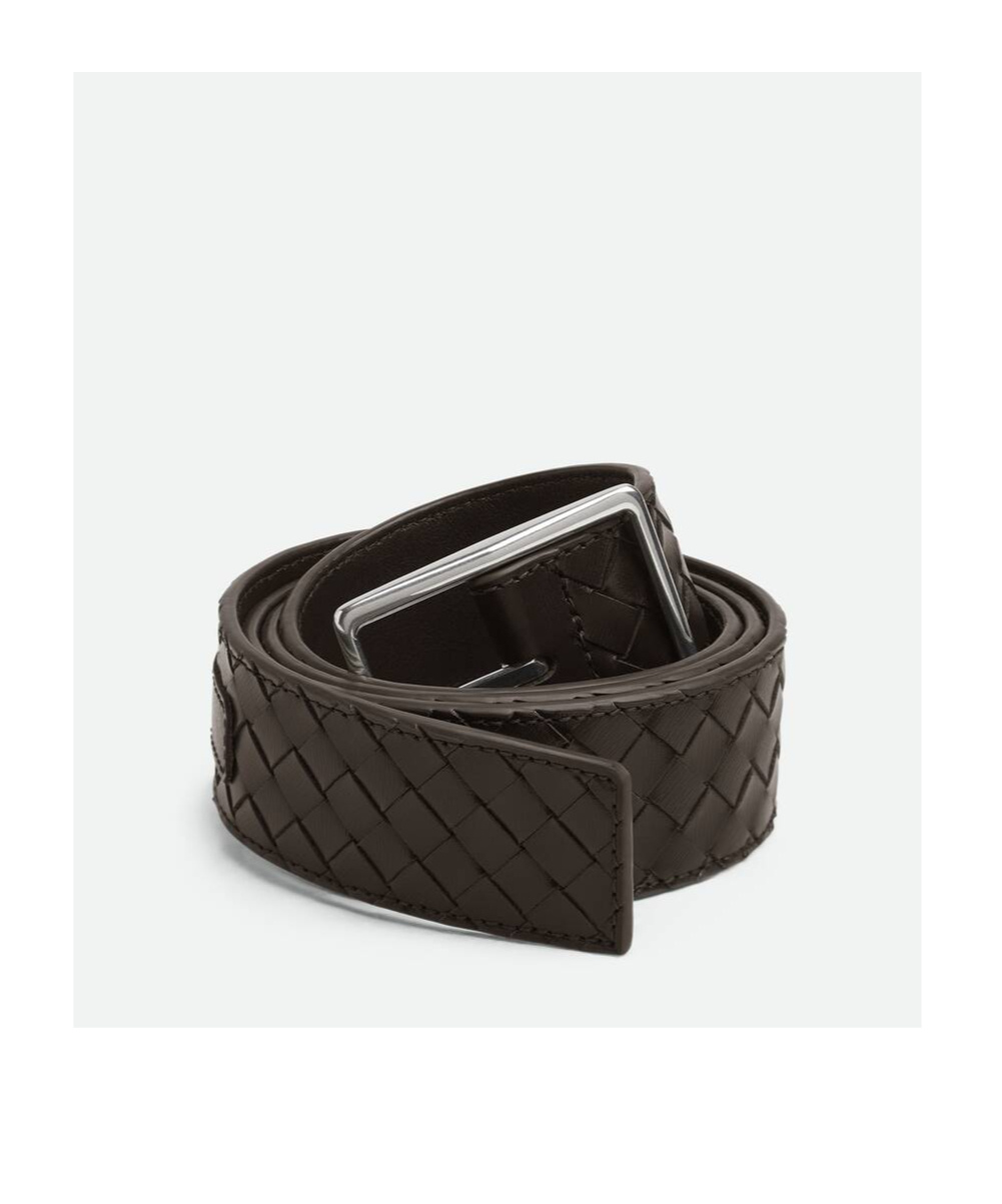 Bottega Veneta Intrecciato Leather Belt In Black