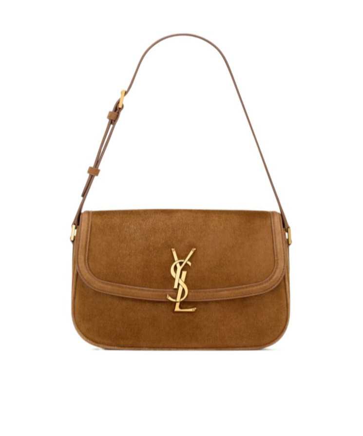 Saint Laurent Solferino Medium In Suede In Brown