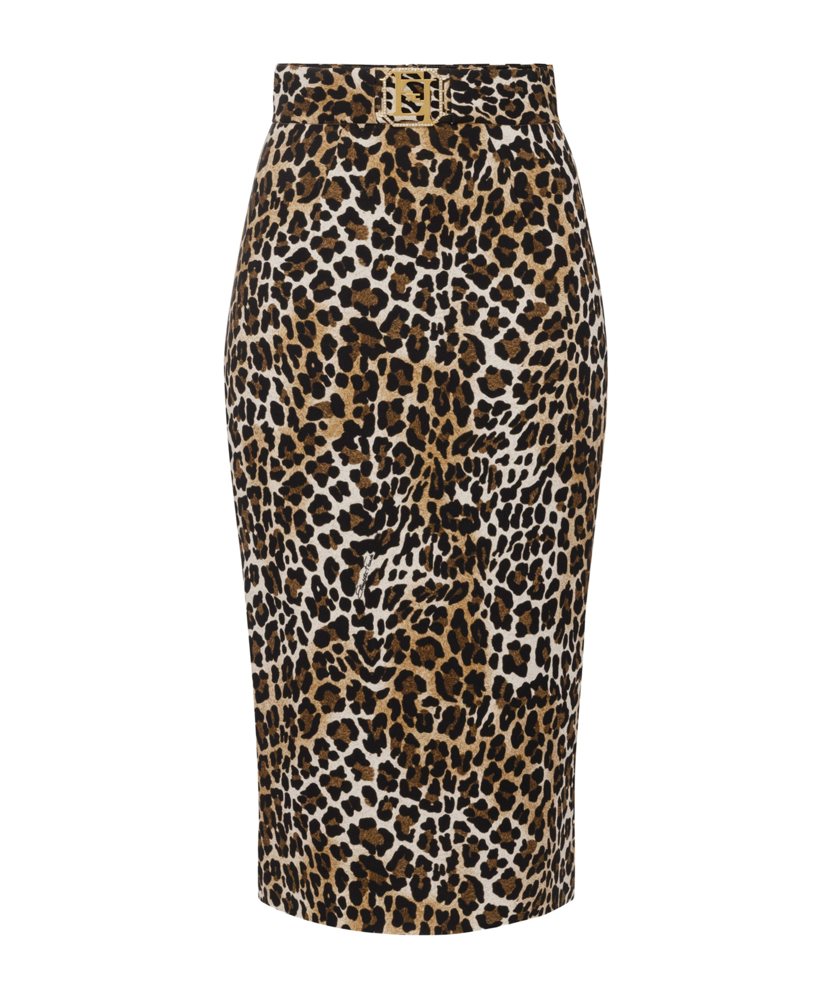 Shop Elisabetta Franchi Animalier Crêpe Midi Skirt In Black
