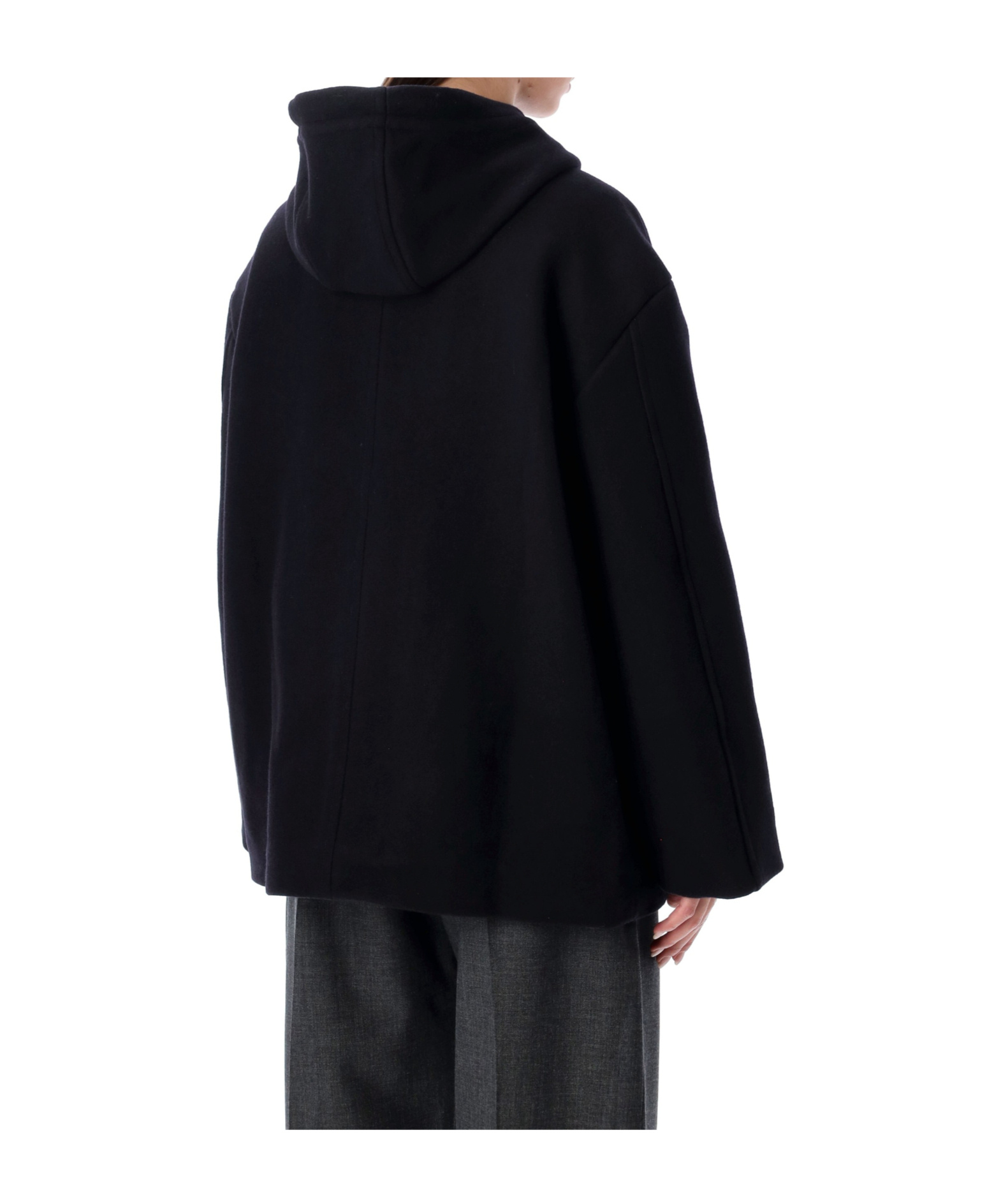 Studio Nicholson Parka With Hood And Drawstring Detail In Black