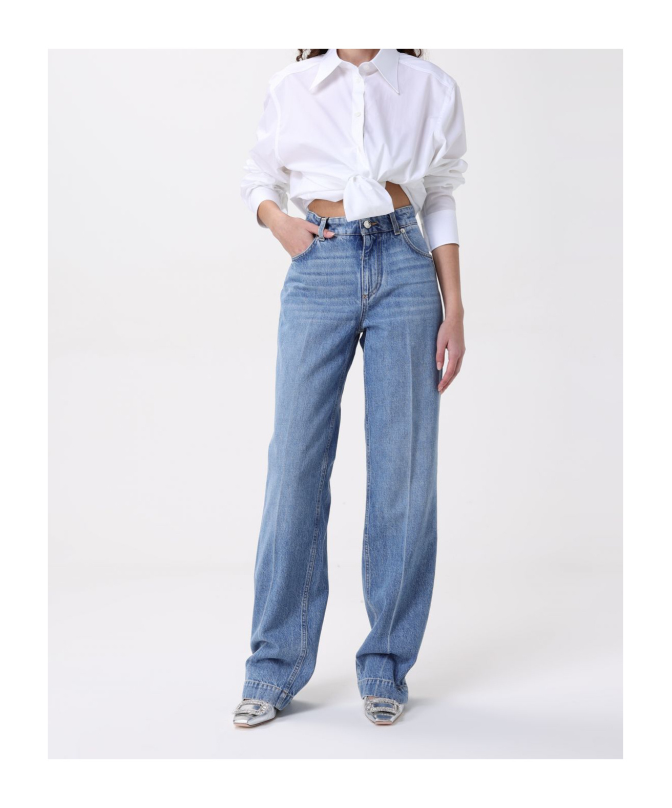 Dolce & Gabbana White Cotton Shirt In Blue