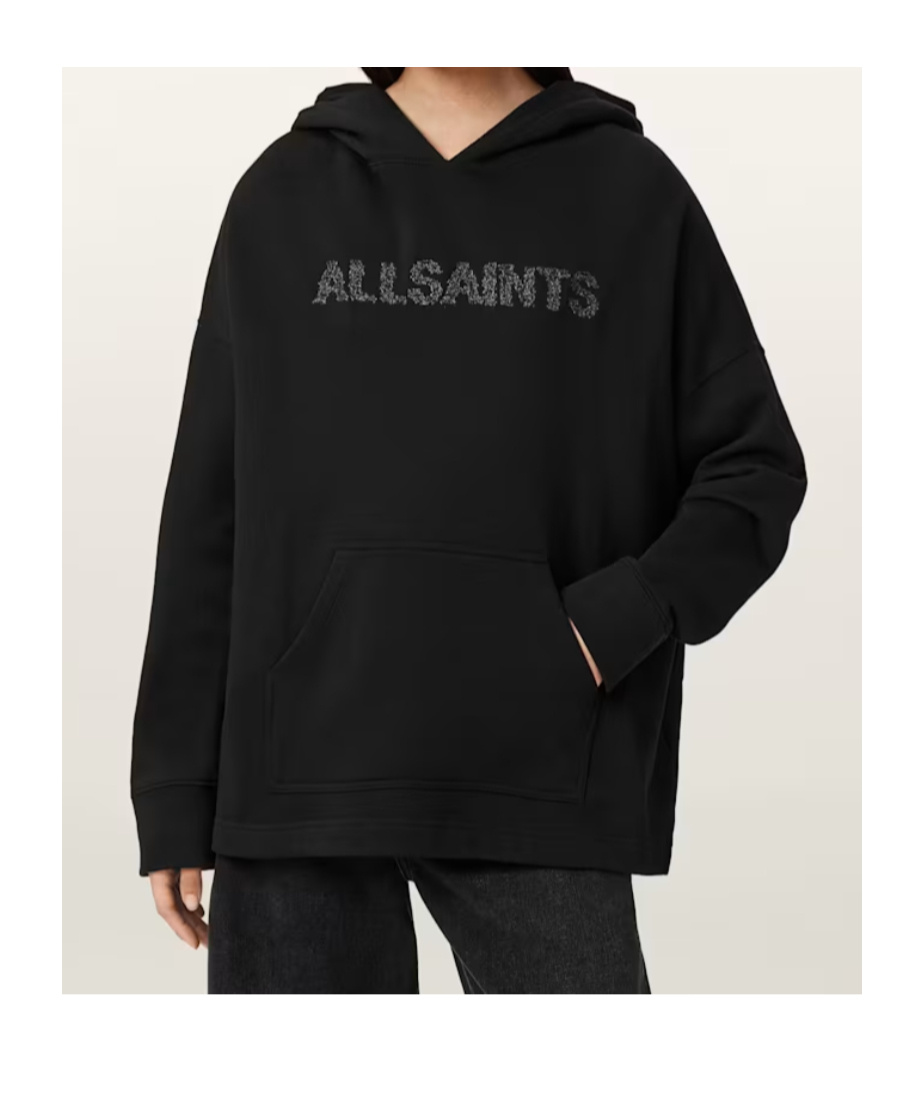 Allsaints Pins Oversized Ettienne Hoodie In Black