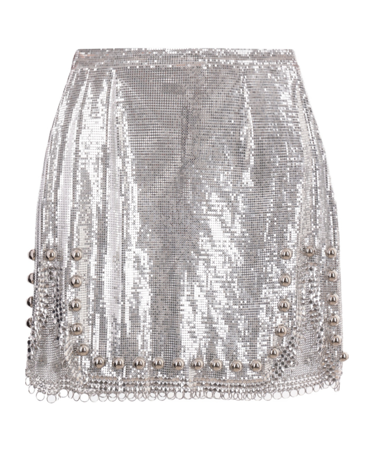 Shop Rabanne Stud-embellished Mini Skirt In Gray