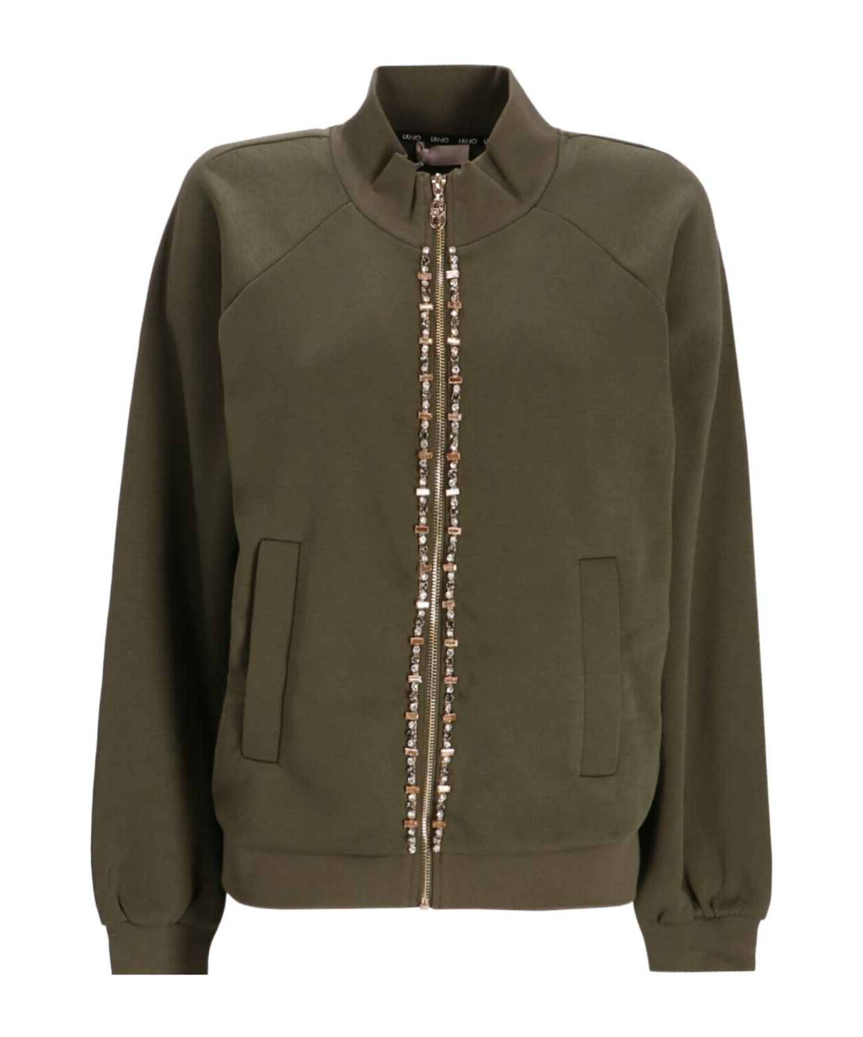 Liu •jo Embellished Zip-front Bomber Jacket In Gold