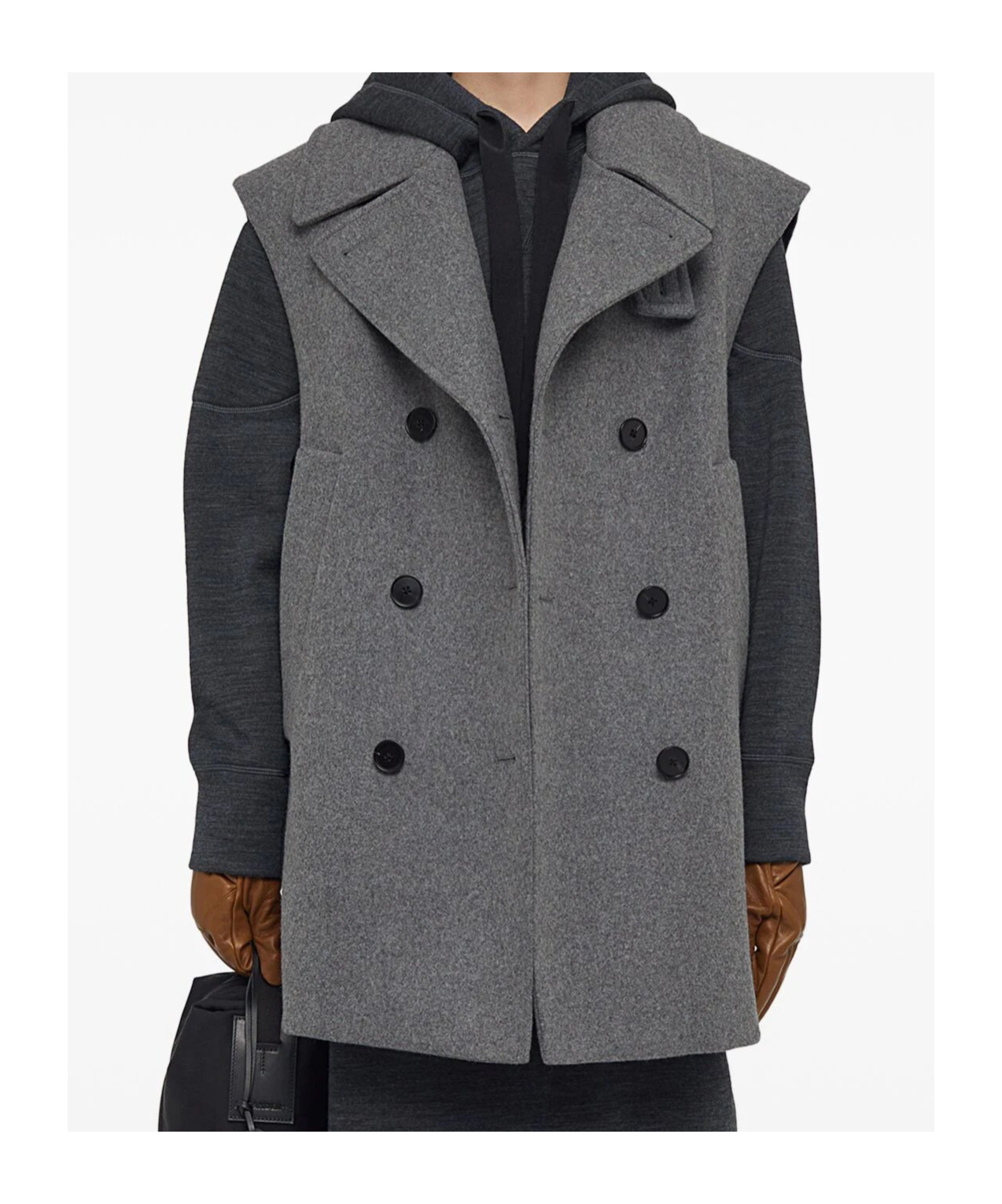 Jil Sander Sleevless Double-breasted Vest In Grey