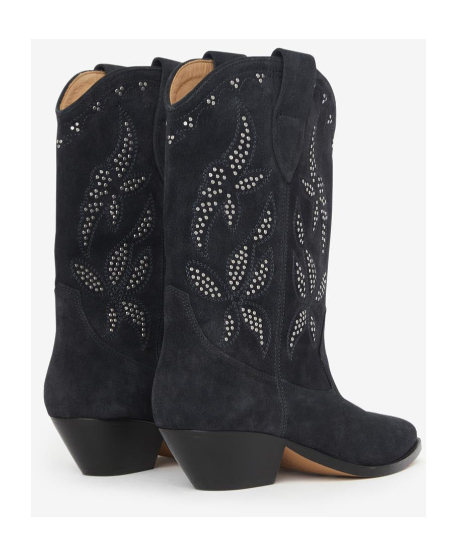 Isabel Marant Duerto Studded Suede Cowboy Boots In Black