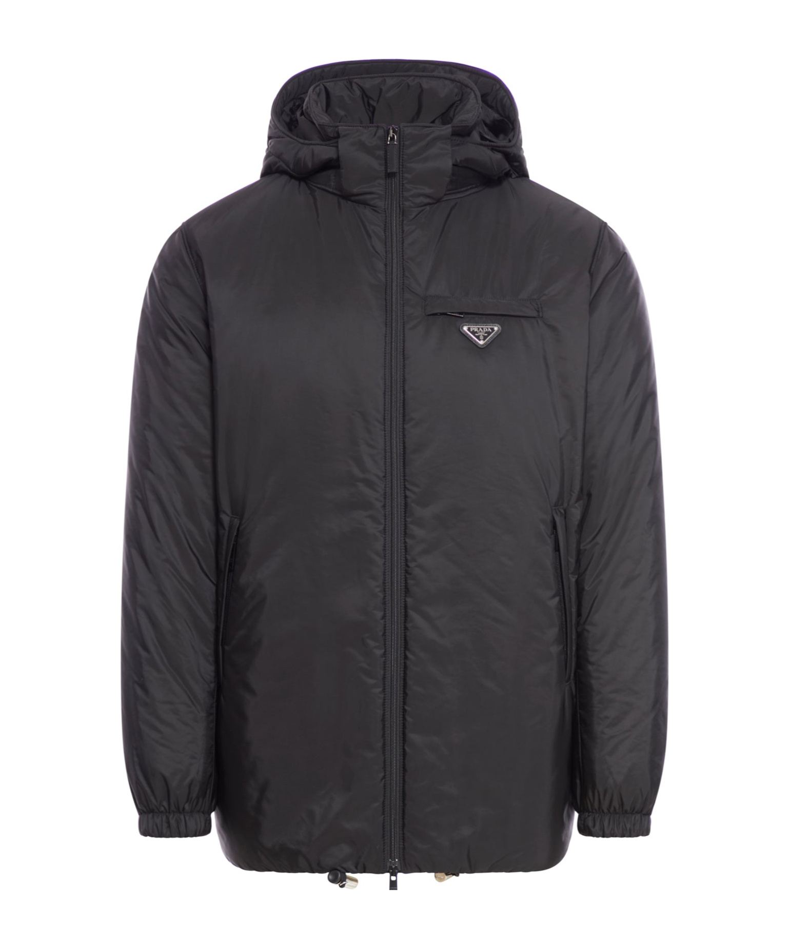 Prada Re-nylon Puffer Jacket In Black