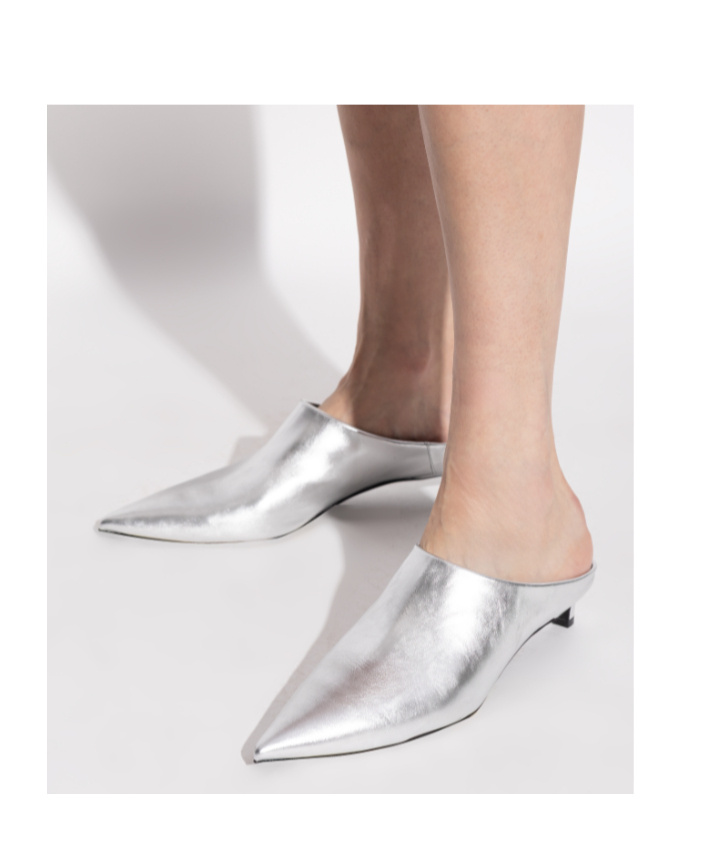 Jil Sander Pointed High Heel Mules In Silver