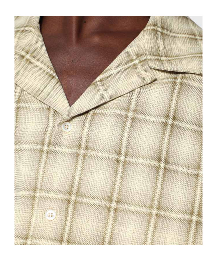 Séfr Ignacio Check Pattern Shirt In Cotton And Linen Men In Brown