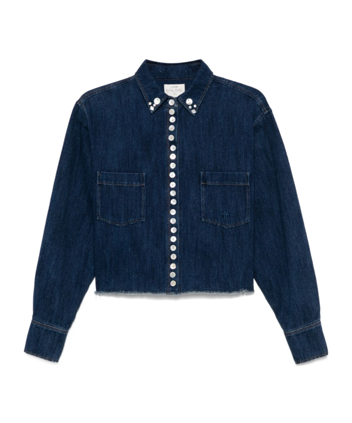Forte Forte Cotton Denim Calvary Cropped Shirt In Blue
