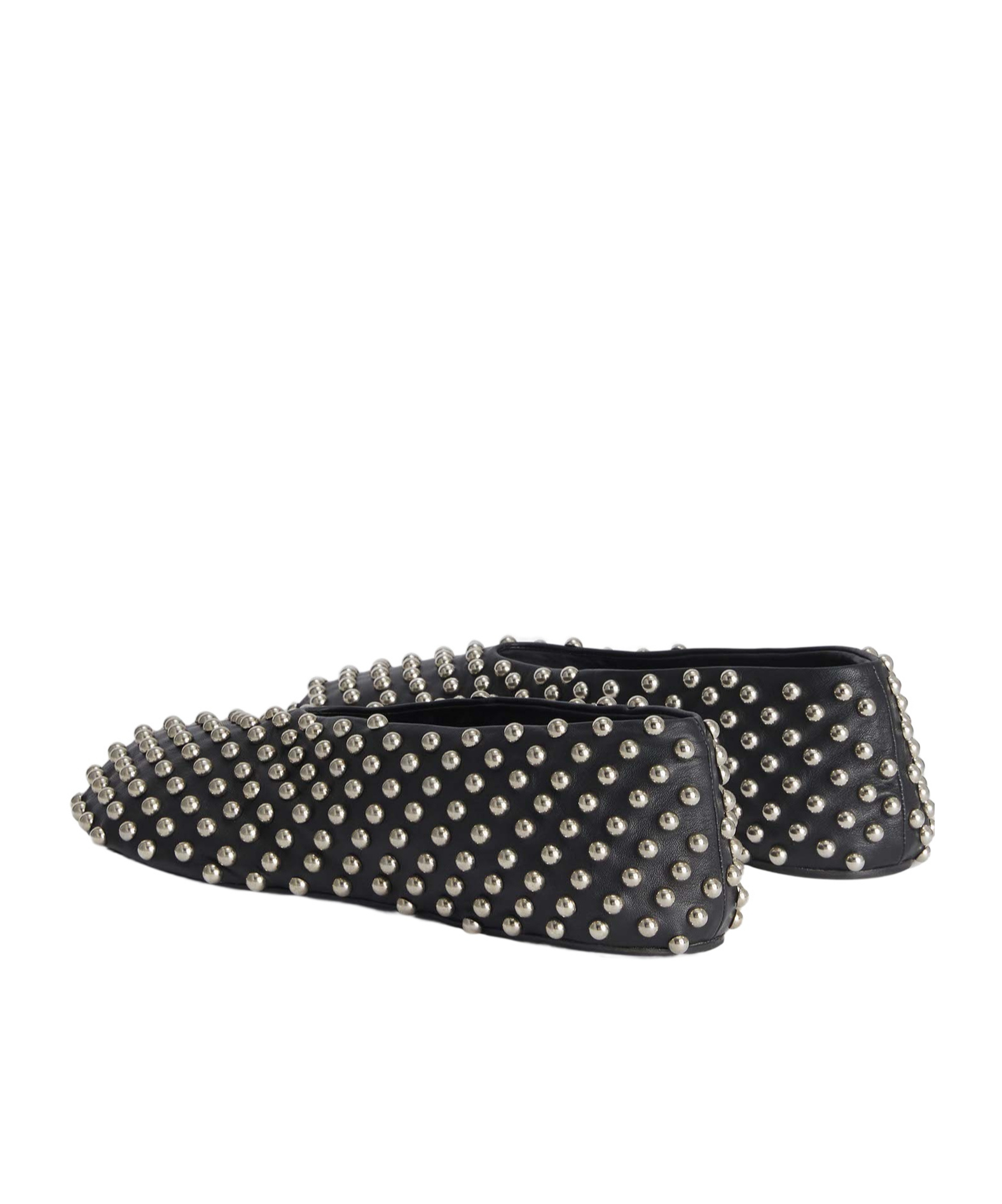 Jil Sander Black Ballet Flats With All-over Stud In Black