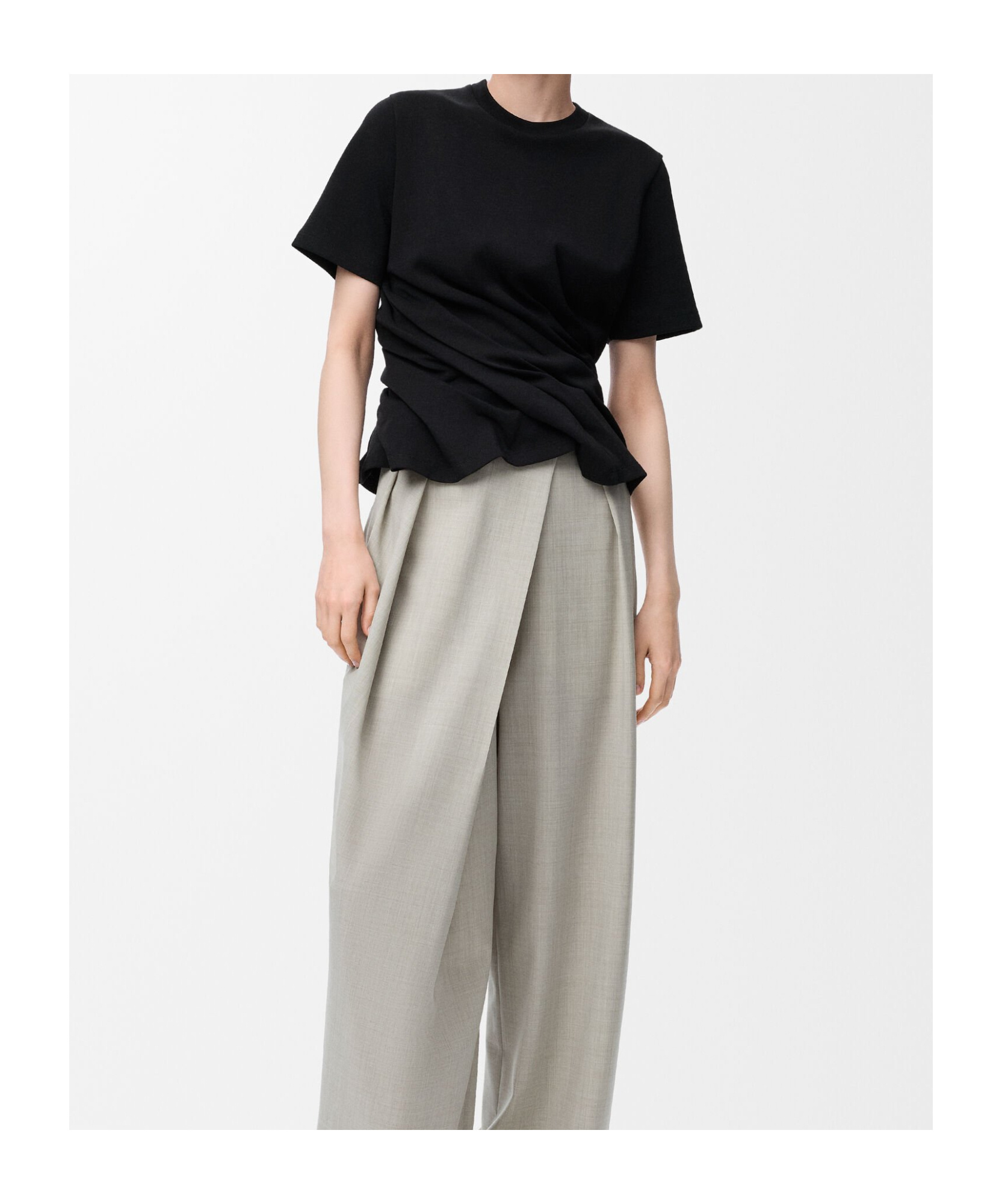 Loewe Short-sleeve Draped Twisted T-shirt In Black