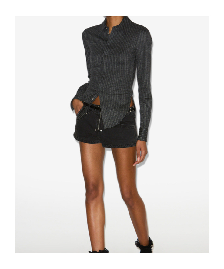 Isabel Marant Romea Pinstripe Shirt In Black