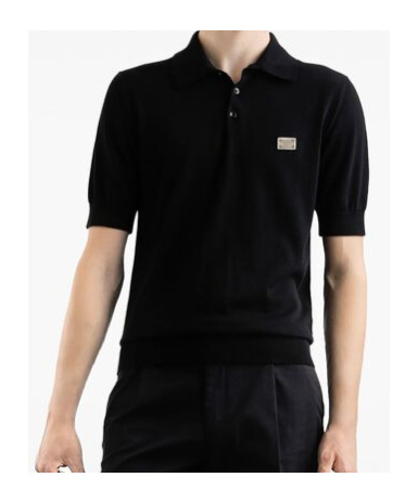 Dolce & Gabbana Dark Gray Logo Plaque Cotton Men Polo Shirt T-shirt In Black