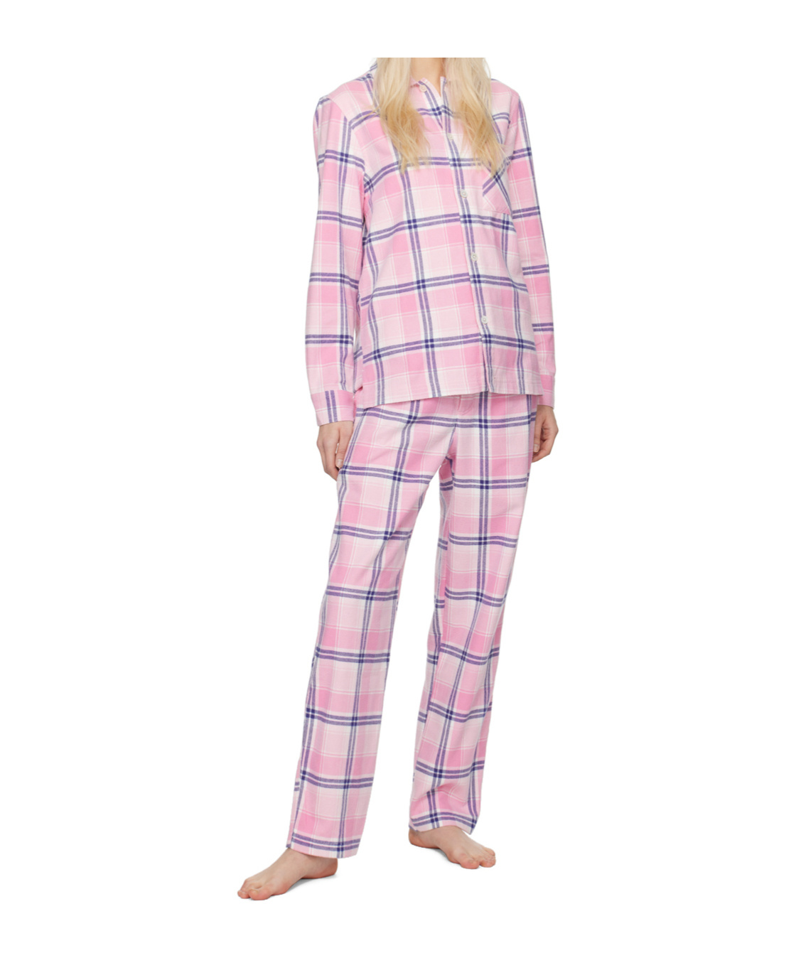 Tekla Flannel Plaid Pijamas Pants In Pink