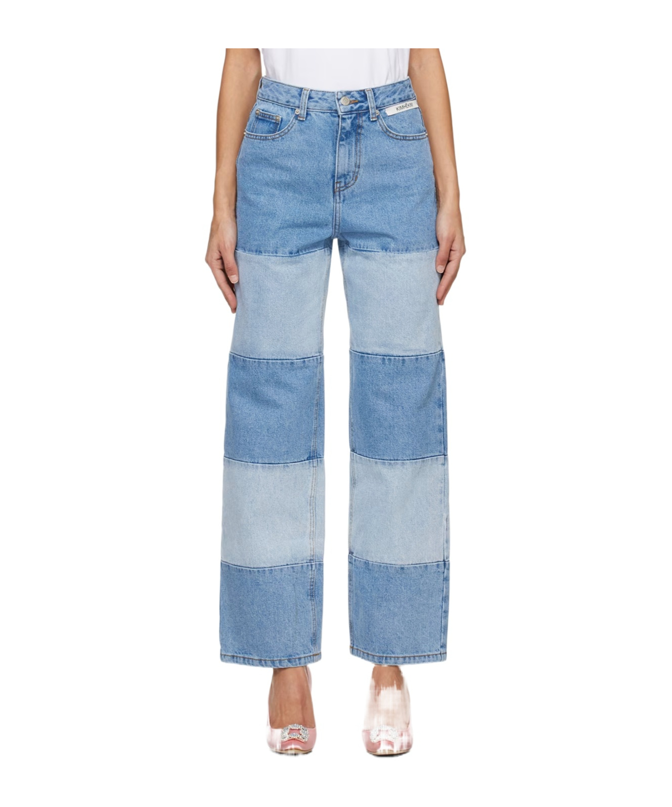 Kimhēkim Blue Bicolor Jeans In Blue