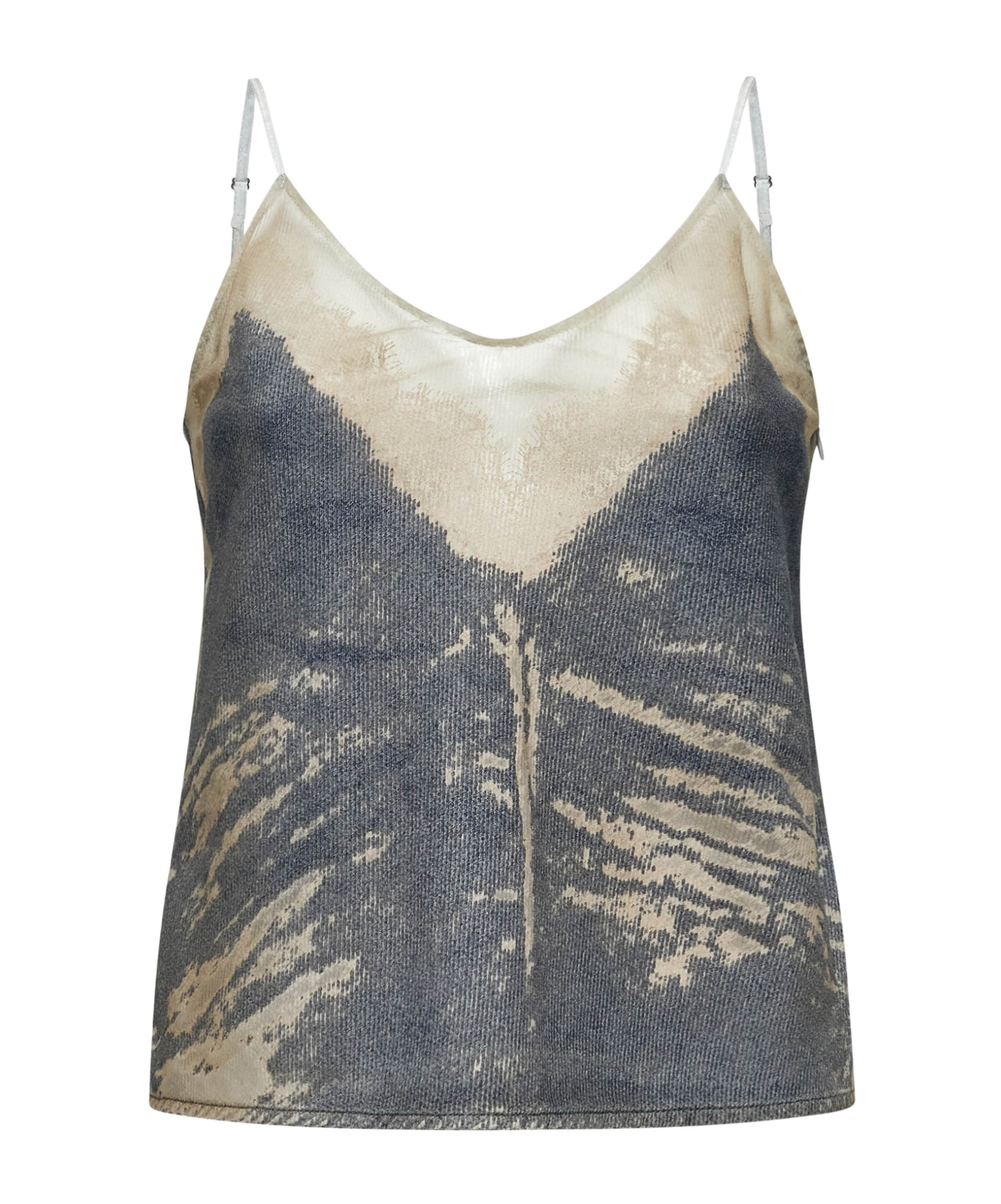 Diesel Dévoré Denim De-tre Top In Gray