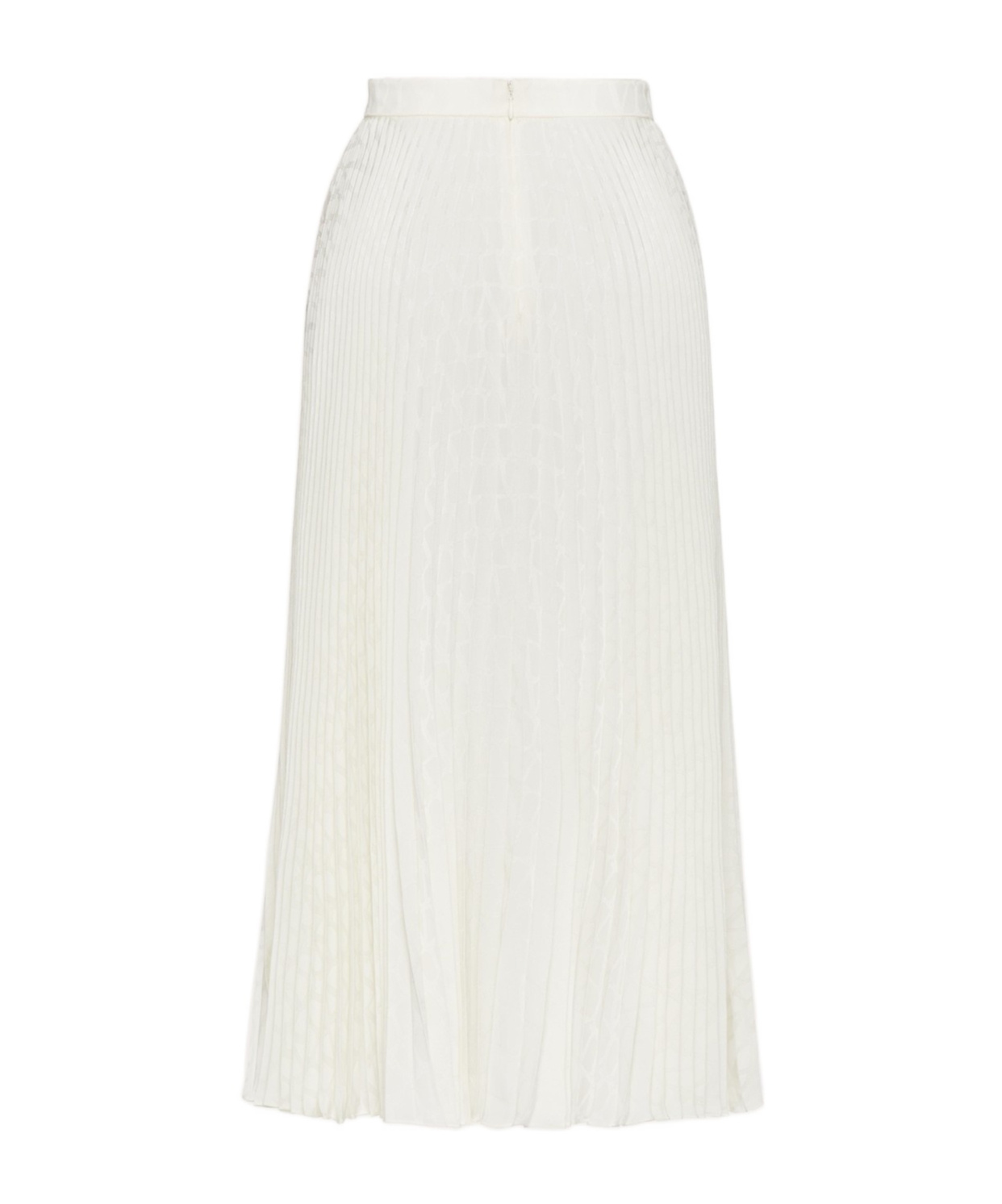 Shop Valentino Pleated Midi Skirt In White