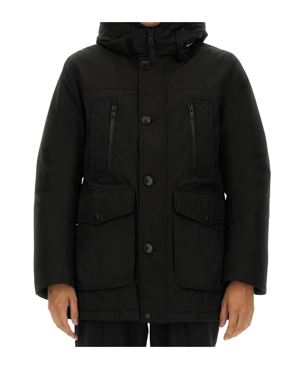 Woolrich Padded Parka With Pockets In Black