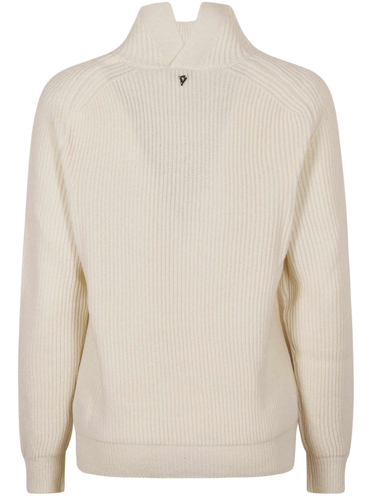 Dondup High Neck Ribbed Sweater With Split Collar Detail In Neutral