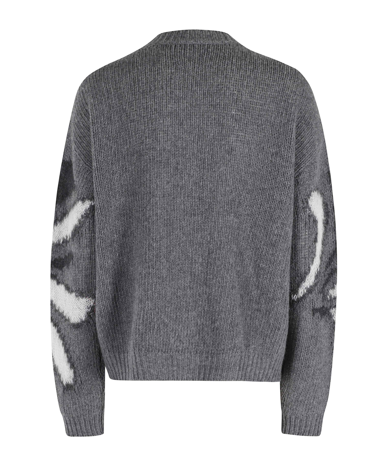 Roberto Collina Flower Inlay Crewneck Sweater In Gray