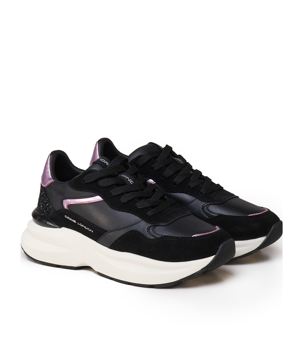 Crime London Laced Sneakers In Black