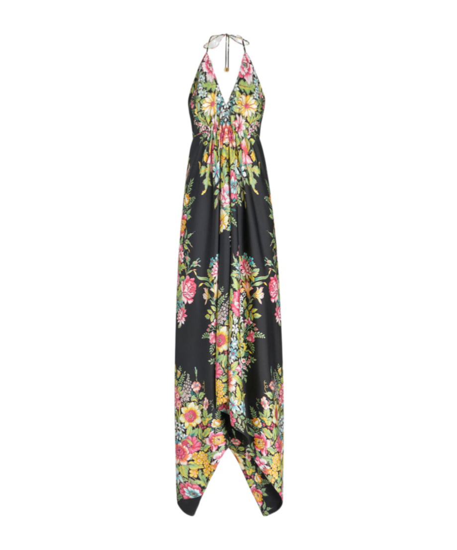 Etro Floral Silk Maxi Dress In Multi