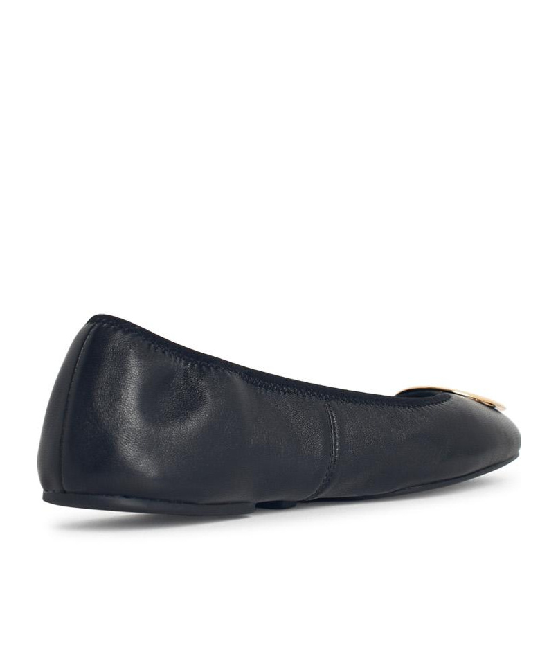 Tory Burch Logo-plaque Leather Ballet Flats In Black