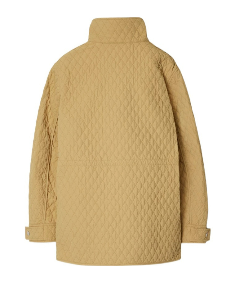 Shop Burberry Quilted Hooded Jacket In Nude