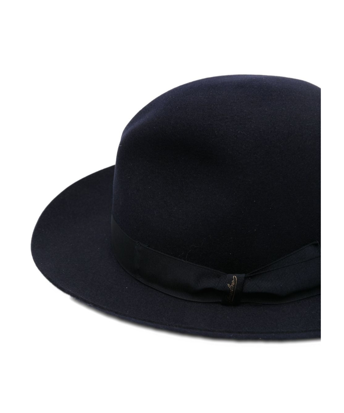Borsalino Ribbon Band Wide Brim Hat With Small Bow In Black