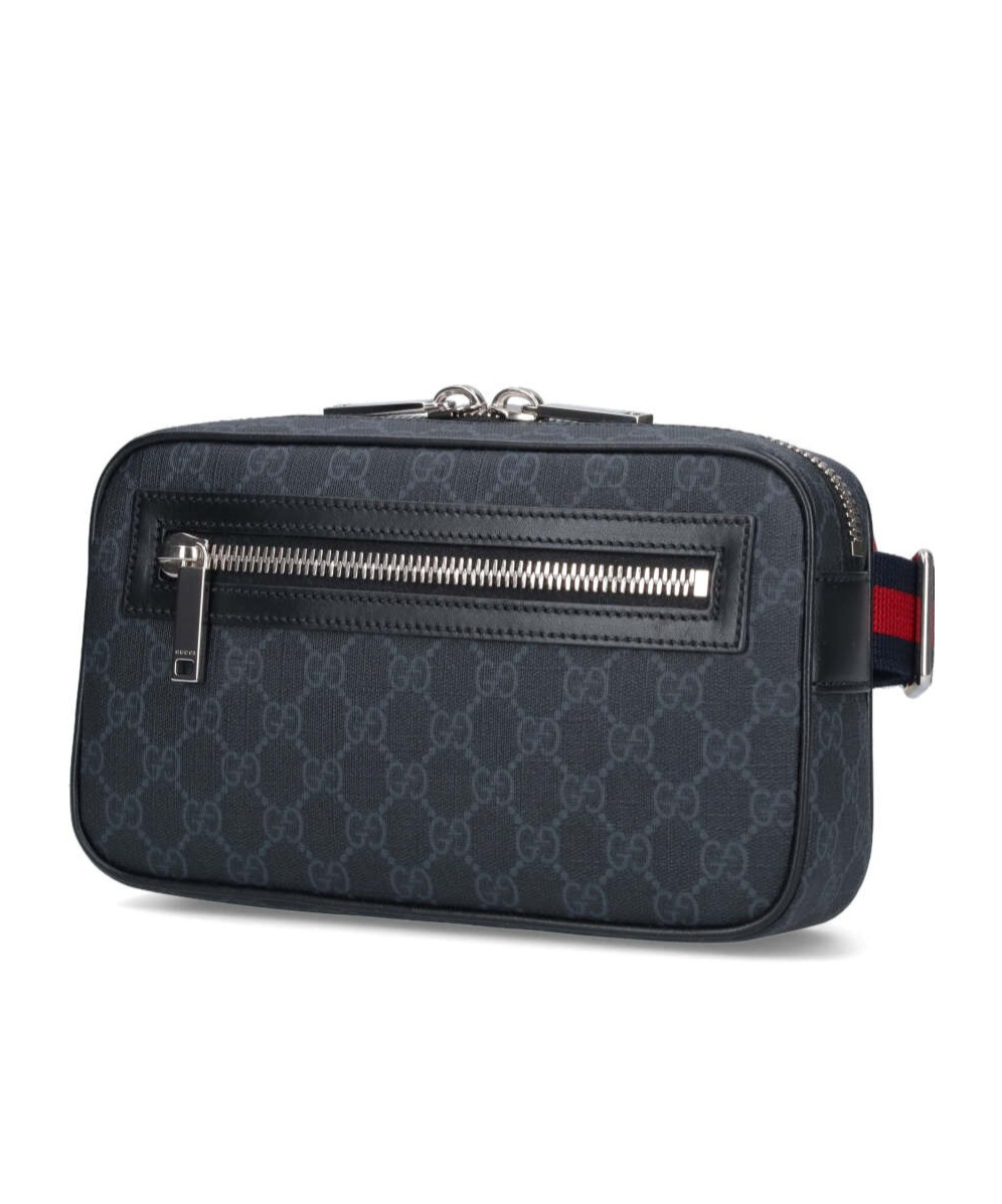 Gucci Web Stripe Gg Canvas Leather-trimmed Belt Bag In Black