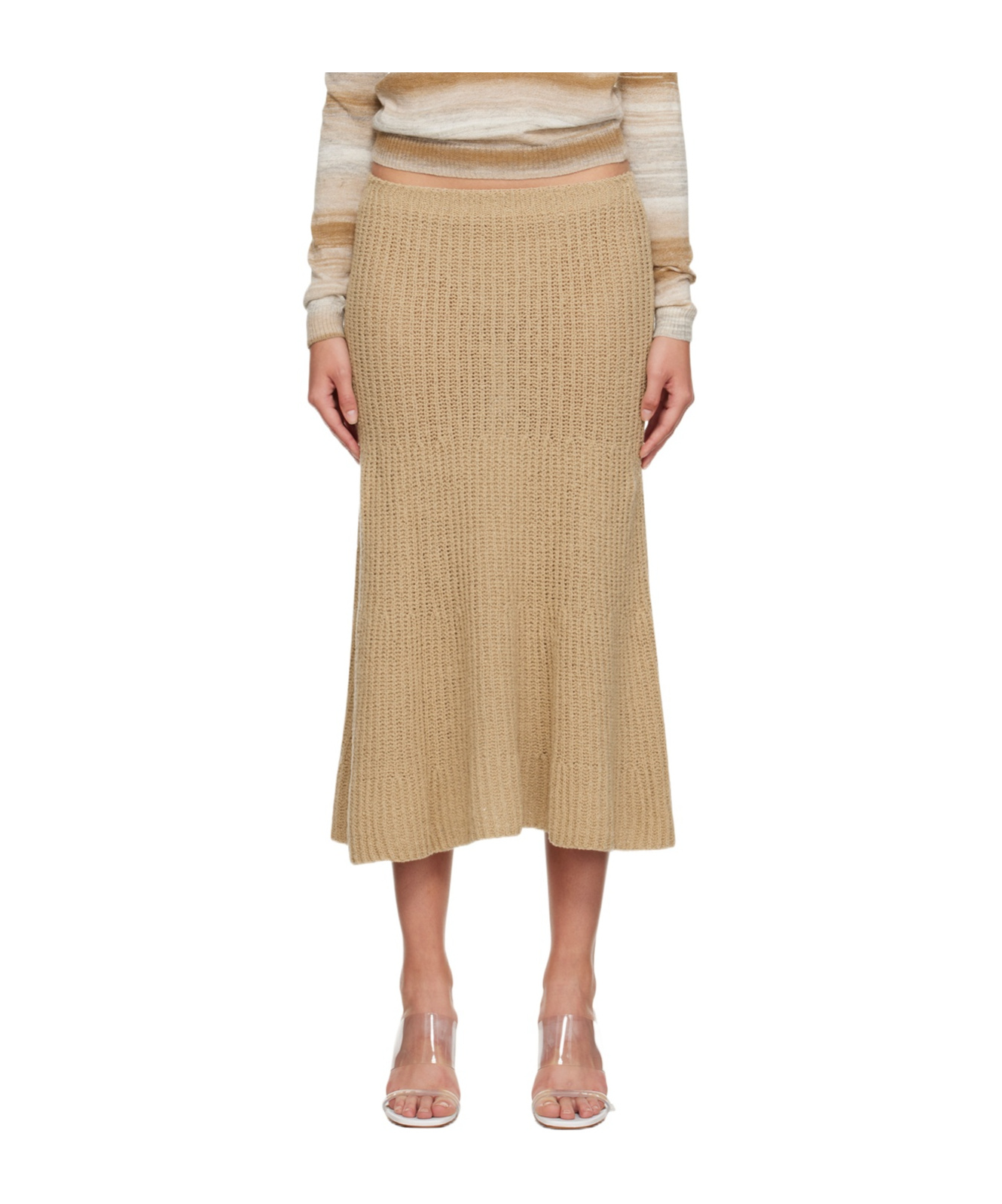Gimaguas Beige Isola Midi Skirt In Brown