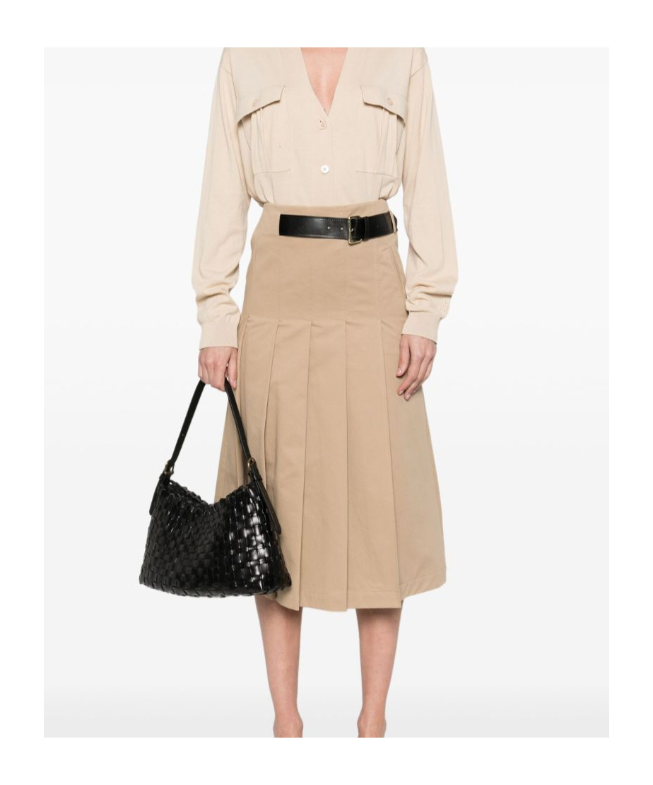 Semicouture Semi Couture Pleated High-waist Midi Skirt With Structured Belt
