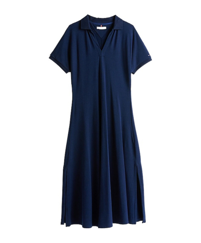 Tommy Hilfiger Fit And Flare Midi Polo Dress In Black