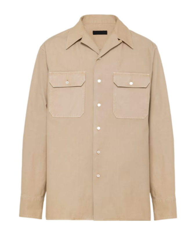 Prada Long-sleeved Lapel Shirt In Brown