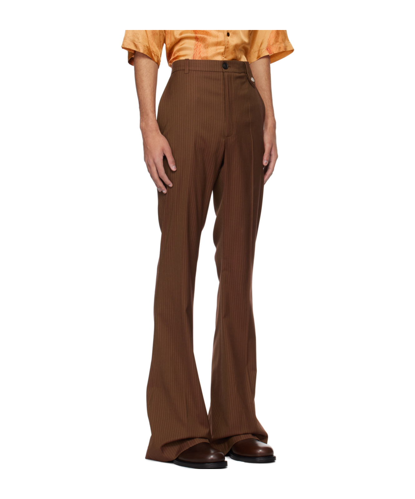 Egonlab Striped Casual Pants In Brown
