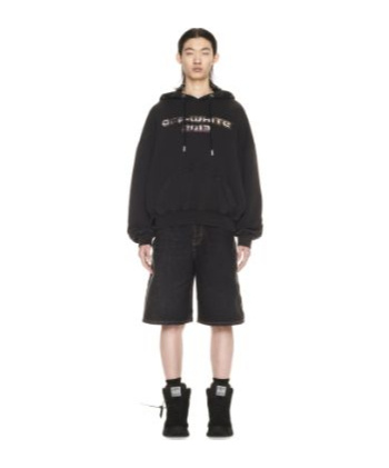 Off-white Off White Cotton Hoodie In Black
