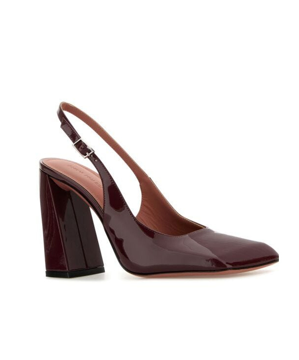 Amina Muaddi Grape Leather Charlotte Pumps In Brown