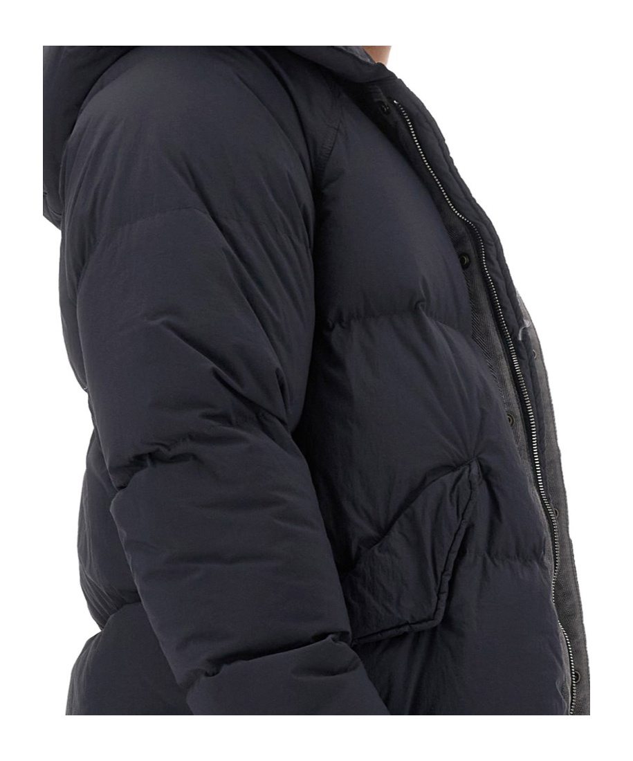 Ten C Quilted Hoodie Front Pockets In Blue
