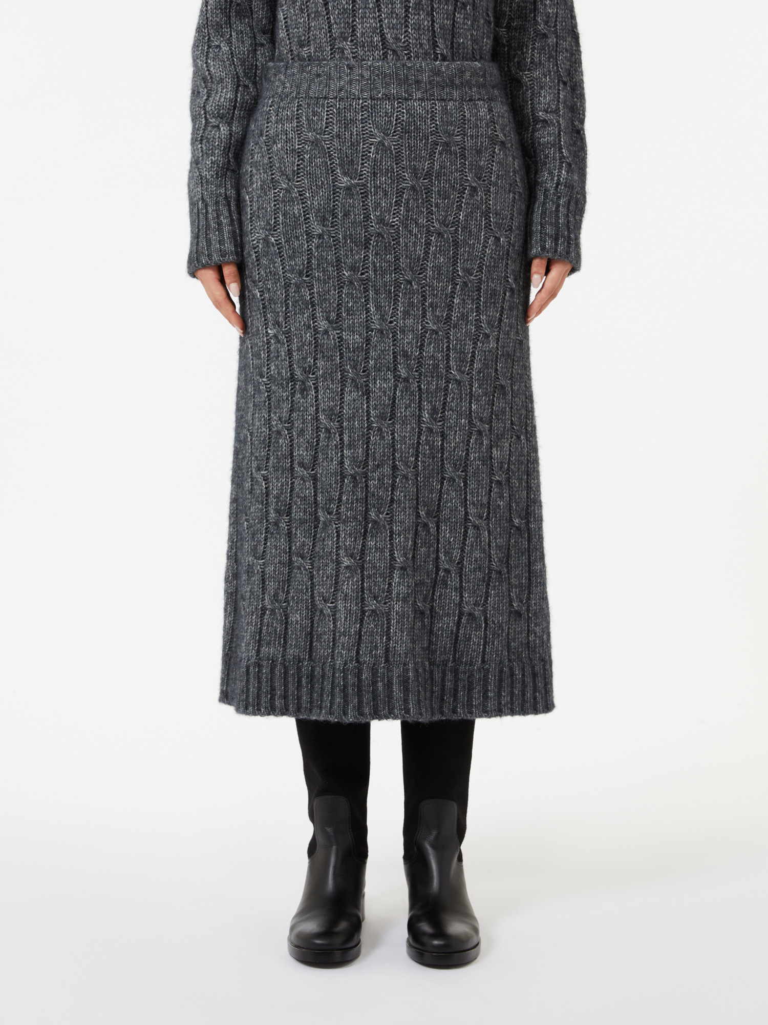 Max Mara Elastic Waist Skirt In Gray