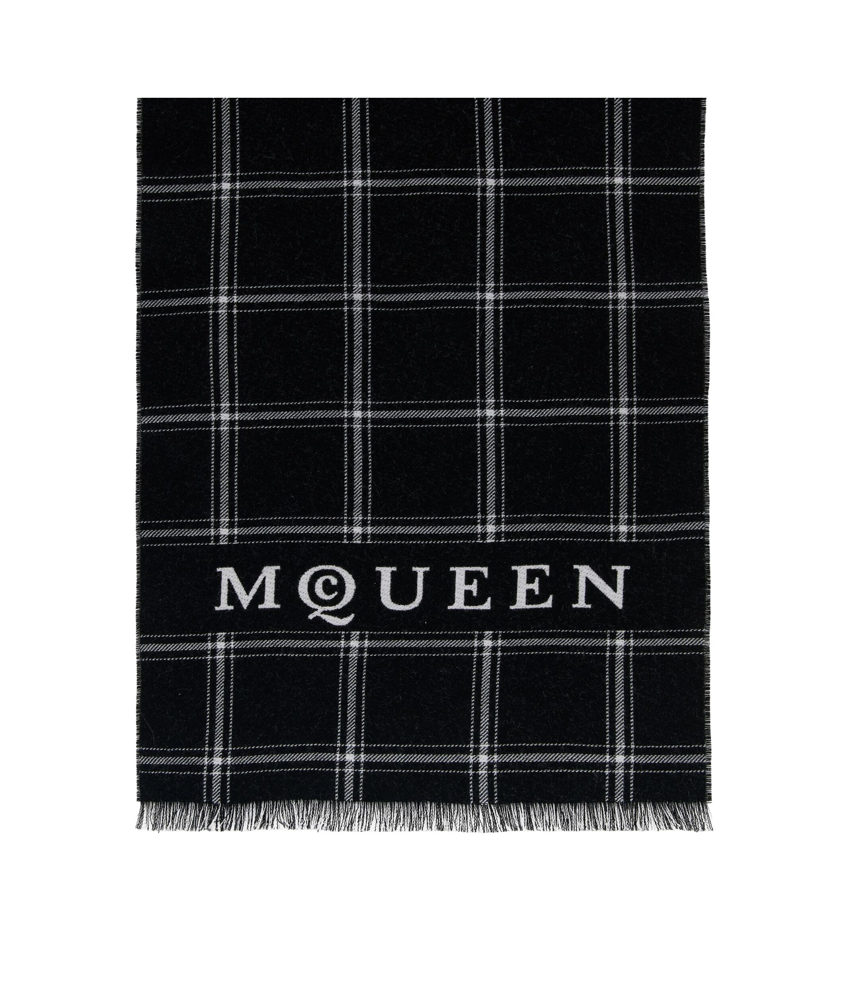 Alexander Mcqueen Logo Checked Scarf In Black