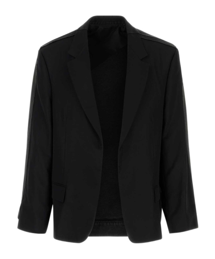 Balenciaga Black Twill And Denim Oversize Blazer In Black