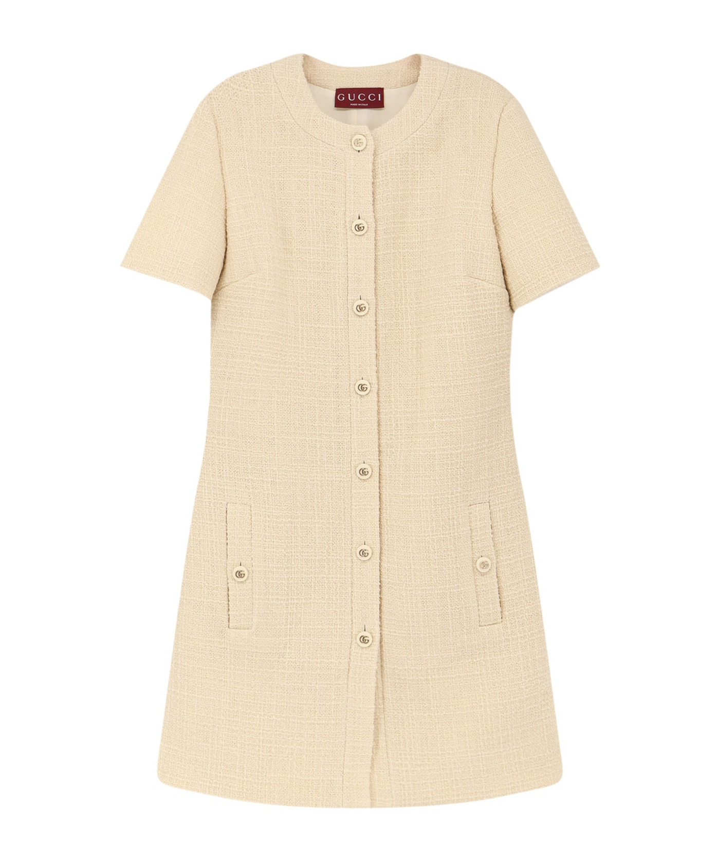 Gucci Textured Wool Tweed Dress In Neutral