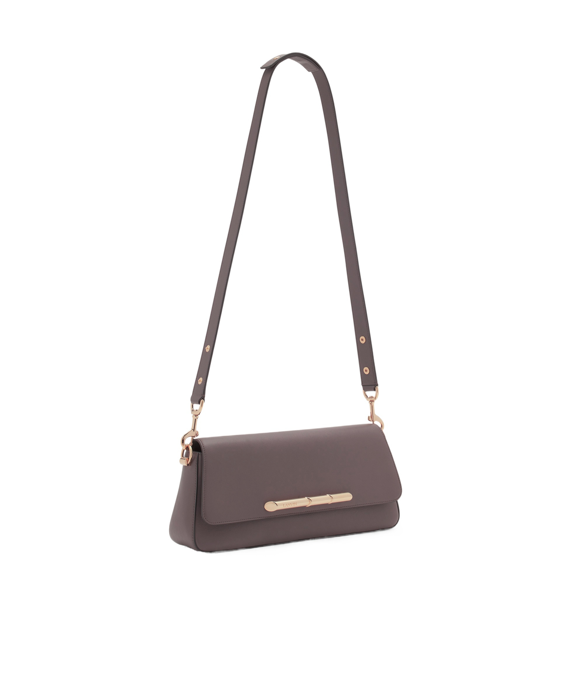 Shop Lanvin Sequence Logo Engraved Shoulder Bag In Black