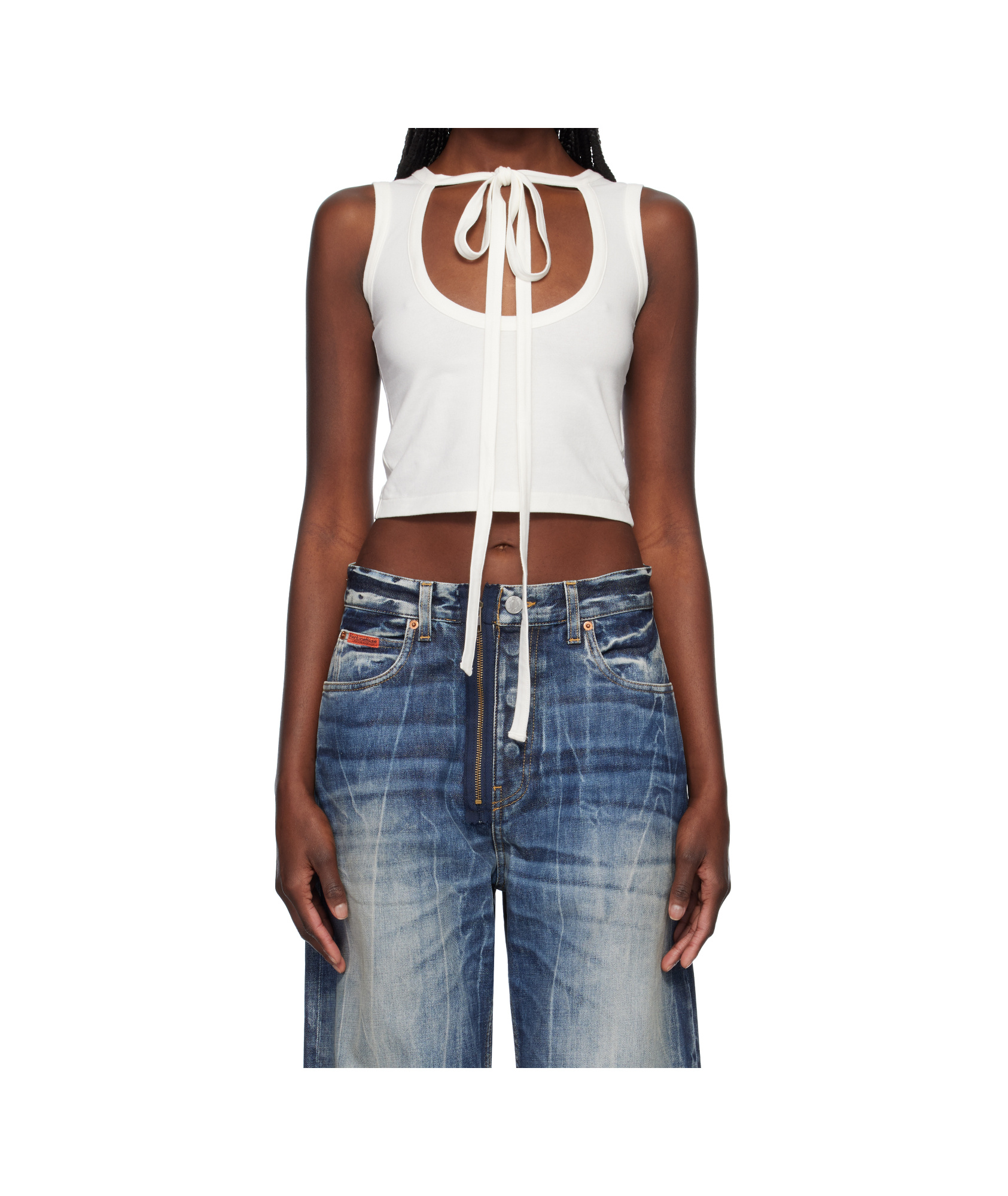 Ambush White Ribbon Tank Top In White