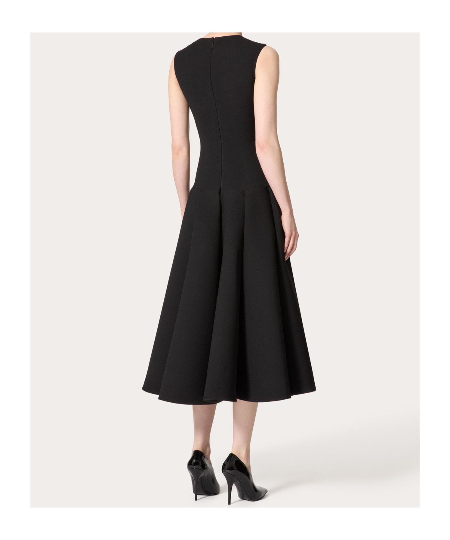 Valentino Pleated Virgin Wool Dress In Black